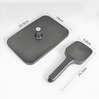 Pommeau de douche à main carré ABS et ensemble de combinaison de pommeau de douche supérieur carré avec bouton d'arrêt d'eau à une touche