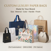 Sac en papier élégant avec logo personnalisé, certifié FSC, sac cadeau de luxe en papier doré pour bijoux et cosmétiques avec nœud en ruban, sac de transport pour le shopping
