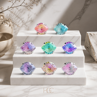 Anting-anting mata jahat Korea warna-warni mungil, desainer, berhiaskan kristal rhinestones, berlapis emas 14K, titanium unisex, cocok untuk pernikahan