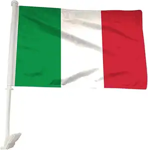 工場30 * 45cmカスタムサイズダブルシルクスクリーン印刷旗車イタリア国車窓旗