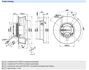Ventilador centrífugo EC ebm-papst R3G310-AN43-71 con aspas curvadas hacia atrás, soplador industrial para sistemas de ventilación y tratamiento de aire HVAC. - Product Image 4