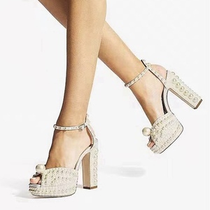 Sandalias de Tacón Alto con Cordones y Pedrería para Mujer, Estilo Plataforma, Dropshipping, 2025 - Product Image 1