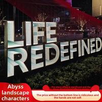 Lettres lumineuses LED 3D colorées sur mesure, panneaux publicitaires extérieurs sur pied, garantie 1 an, Abyss Mall