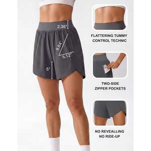 Shorts Deportivos FOXA para Mujer, Cintura Alta, Control de Abdomen, 5 Pulgadas de Largo Interior, con Bolsillos con Cremallera, Ligeros, Corte Delfín - Product Image 4