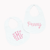 Ensemble de vêtements pour bébé fille en coton 100% avec bavoir et tissu à rotules monogrammes en gros