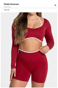 Haut de sport respirant pour femme, style européen et américain, à manches longues, avec dos sexy, coupe ajustée, motif color-block, idéal pour le yoga - Product Image 3
