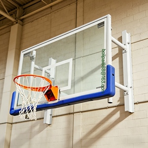 Système de panier de <span class=keywords><strong>basket</strong></span> <span class=keywords><strong>mural</strong></span> robuste fixe, non réglable en hauteur, avec <span class=keywords><strong>panneau</strong></span> arrière en verre trempé 72x42 - Product Image 2