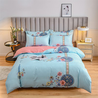 Parure de lit de luxe moderne 4 pièces pour la maison, motif dessin animé, écologique, draps, taies d'oreiller, housse de couette haut de gamme
