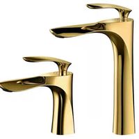 Robinet de lavabo monotrou en acier inoxydable feuille d'érable dorée, pour eau chaude/froide, idéal pour l'aspiration transfrontalière