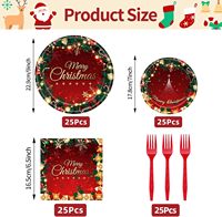 100 pièces de fournitures pour fête de Noël, pour 25 personnes, rouge et vert, vaisselle jetable durable en carton, comprenant des assiettes en papier
