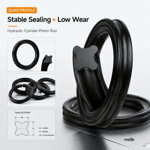 Joint torique <span class=keywords><strong>DYN</strong></span> X Ring Quad Ring NBR FKM à faible friction, anti-rotation, résistant à l'huile, version améliorée pour cylindre hydraulique et pneumatique - Product Image 1