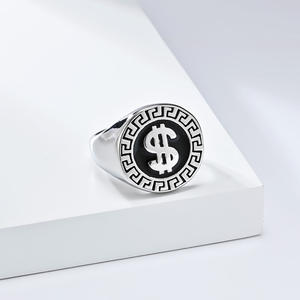 Anillos de Moda con Símbolo de Dólar, de Acero de Titanio, Unisex, Joyería de Regalo, Color Oro y Plata - Product Image 4