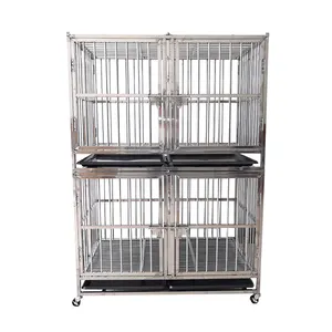 LIZE 2-layer 4-door Stainless Steel Pet Folding Cage Cat and Dog Cage of various sizes can be customized