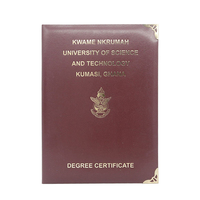 Couverture de certificat de titulaire de diplôme en similicuir PU avec coin en métal