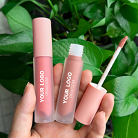 Tube de gloss à lèvres mat hydratant à faible MOQ, dégradé rose, avec applicateur cylindrique, personnalisable avec logo, fabrication OEM