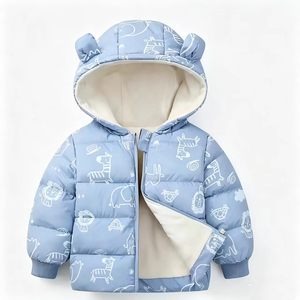 Vêtement d'extérieur chaud pour enfants unisexe, en coton imprimé à capuche, pour garçons et filles - Product Image 5