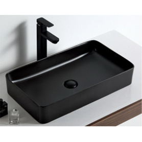 Lavabo Rectangular de Cerámica Verde Mate Ouni, Lavabo de Encimera con un Solo Orificio - Product Image 3