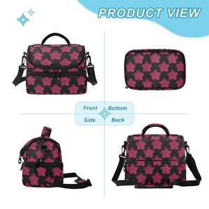 Hawaiian Hau Flower Design Double Layer Custom Print Cooler Shoulder <b>Bag</b> Aluminum Foil Insulated Polyester <b>Lunch</b> <b>Bag</b> with Flap - Product Image 2