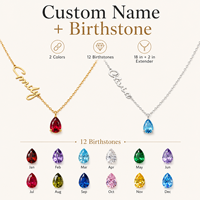 Collier personnalisé en acier inoxydable plaqué or 18 carats PVD, étanche, avec nom en écriture cursive et pierre de naissance, bijoux pour femmes, cadeau de la Saint-Valentin