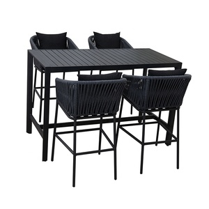 Bistro comptoir hauteur tabourets de salle à manger ensemble meubles extérieur jardin haute barre corde aluminium Table <span class=keywords><strong>chaises</strong></span> - Product Image 3