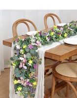 Lot de 2 guirlandes artificielles en soie d'eucalyptus de 1,72 m, fausse vigne en tissu avec fleurs et papillons pour décoration murale de mariage et de maison