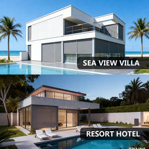 Motorized Vertical Modern Fabric Outdoor Zipper Track <strong>Roller</strong> Blind Windproof Waterproof Built-In Installation Plain Technique - Product Image 5