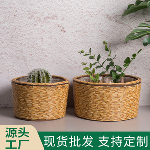 Woven Flower Pot Round Handmade Straw <b>Basket</b> For Indoor Plants Decorative <b>Storage</b> - Product Image 3