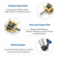 Moteur à engrenages CC GA12-N20-EN avec encodeur, fabricant n°1, 3V 6V 12V, couple élevé, moteur à engrenages à arbre en D de 3 mm pour serrures intelligentes