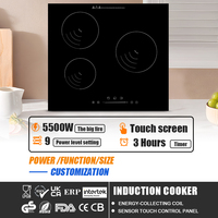 Cuisinière à induction magnétique électrique de cuisine, 9 niveaux de puissance, commande tactile, 3 foyers, durable et à prix abordable