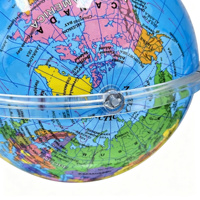 Globe terrestre bleu de 14,2 cm en PVC/ABS, support rotatif, mini globe de bureau, inscriptible et effaçable, en plastique, certifié EN71, géographie anglaise