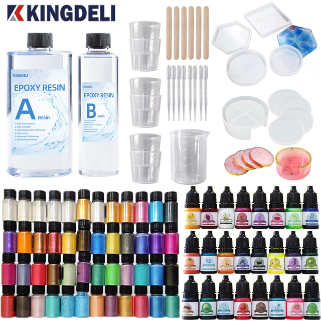Hot Sale Crystal Epoxy Resin Starter Kit DIY Jewelry Silicone Mold 24 Color Pigment for Art Epoxy Resin Craft Tool Package Resin