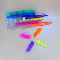 Lot de 6 surligneurs colorés à encre vive, pointe biseautée, emballage en sachet suspendu en PET