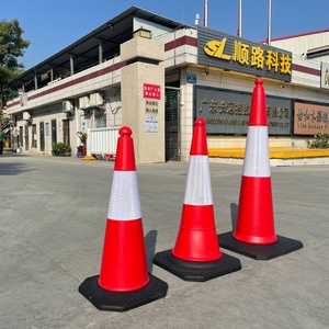 Cône de signalisation routière Shunlu A042 en PVC, rouge et noir, réfléchissant prismatique haute intensité, 6 kg, 1000 mm, sans alimentation électrique, pour la sécurité routière - Product Image 4