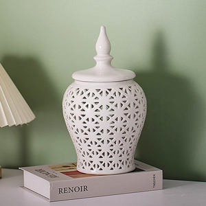 थोक ओएम ओडम घर सजावट सफेद बड़े लंबे पियरयुक्त खोखले खोखले को शादी के लिए अदरक जार के बरतन मिट्टी के बरतन - Product Image 4