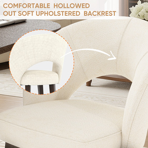 Silla de Comedor Moderna de Lino con Respaldo Recortado, Tapicería Transpirable y Patas de Madera para Cocina, Sala de Estar y Uso en Hoteles - Product Image 3