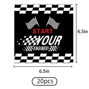 Servilletas de Papel Desechables con Diseño a Cuadros Blancos y Negros DAMAI, Tema de Carreras, para Fiestas de Cumpleaños de Niños - Product Image 1