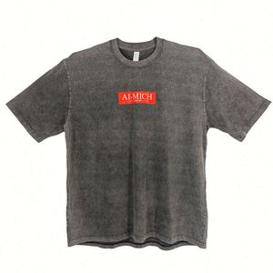 Design Cotton Custom DTG logo Tee Acid Washed Spray White T Shirt Print T-shirt - Product Image 1