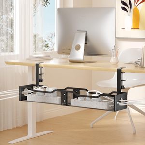 Support de gestion des câbles sous le bureau, 1 niveau, à fixation murale sans perçage, pour le rangement des appareils électroniques de bureau - Product Image 4