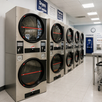 Laveuse et sécheuse à tambour en acier inoxydable, résistantes à l'usure, à monnayeur et lecteur QR, pour utilisation commerciale continue et prolongée