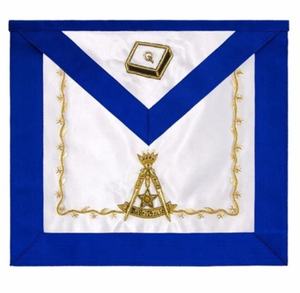 Ensemble de tablier de bureau maçonnique Blue Lodge Master Mason Tablier en cuir brodé Manchette de collier (Gantlets) Regalia maçonnique magnétique - Product Image 6