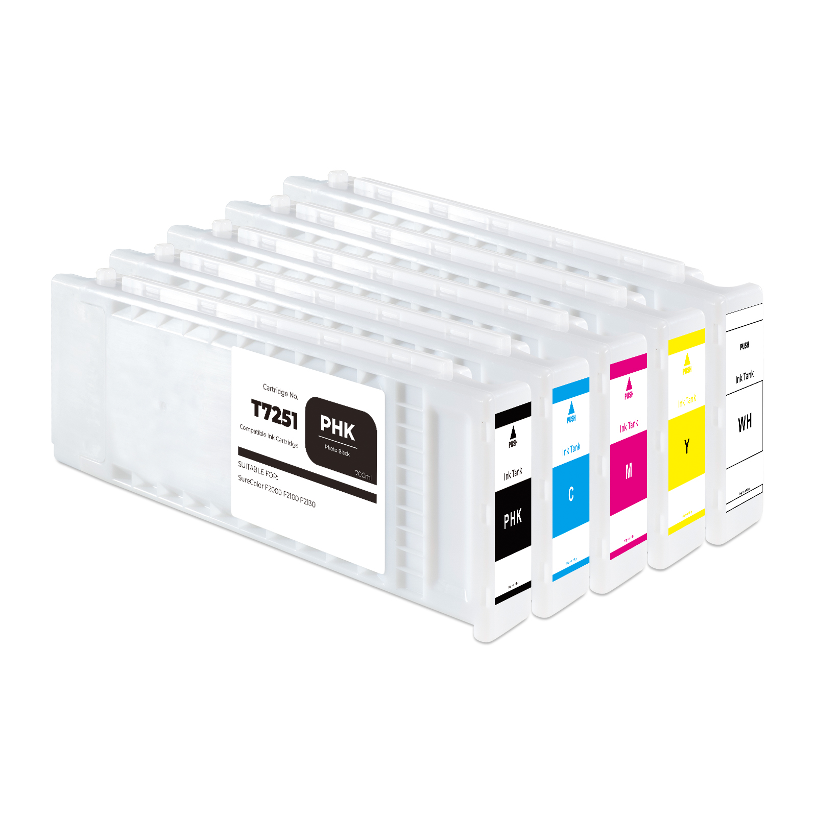 600Ml T725a T7251-T7254 Compatibele Inktcartridge Voor Epson F2000 F2100 Printers Gevuld Met Kledinginkt Met Chip