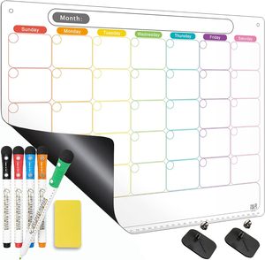 Tableau <span class=keywords><strong>magnétique</strong></span> effaçable à sec de réfrigérateur de tableau blanc de planificateur mensuel et <span class=keywords><strong>hebdomadaire</strong></span> personnalisé pour l'organisation et la planification - Product Image 1