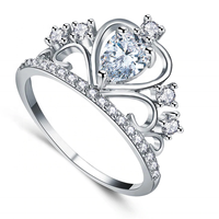 Bague Couronne Princesse en Moissanite, Argent Sterling 925, Zircon Blanc, Bagues de Promesse, Bague Tendance Boutique