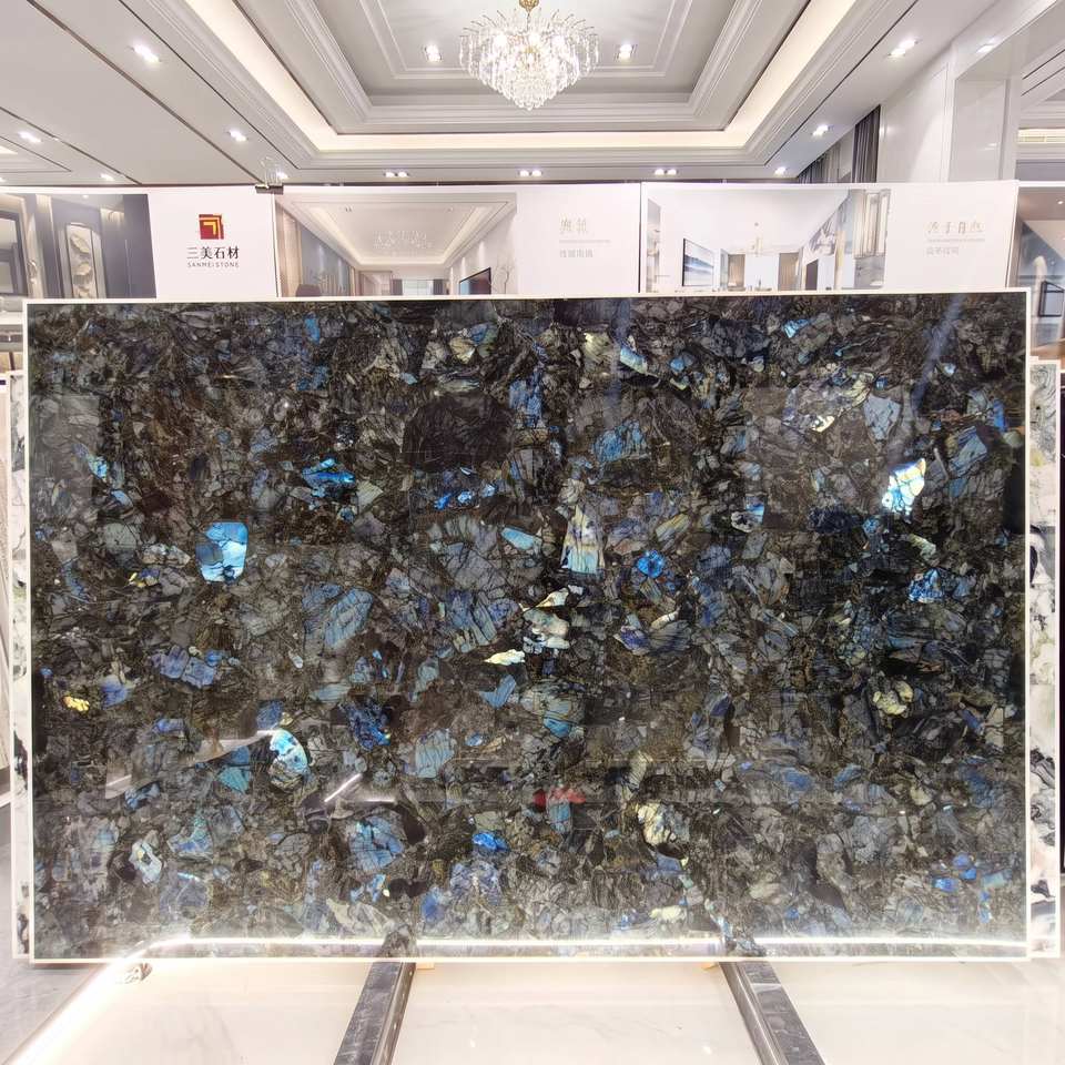 Interior Project Blue Jadeite Polished Natural Stone Big Slab for ...