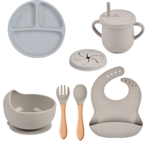 TGYW 7 pièces – Offre Spéciale : Ensemble de Vaisselle pour <span class=keywords><strong>Bébé</strong></span>, Bavoirs, Assiette à Ventouse, Bol, <span class=keywords><strong>Couverts</strong></span> en Silicone pour l'Apprentissage de la Nourriture des Bébés - Product Image 5