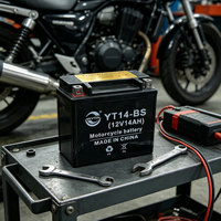Batterie de démarrage pour moto YT14-BS certifiée CE 12V 14Ah, sans entretien, scellée, au plomb-acide