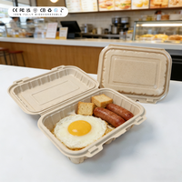 Contenants alimentaires écologiques jetables et compostables en balle de riz avec couvercle, personnalisables avec logo, pour la restauration à emporter