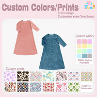 Robe longue trapèze personnalisée pour fille, col rond doux, manches 3/4, couleur unie, ample, pour enfant, vêtement de détente et de nuit pour tout-petit