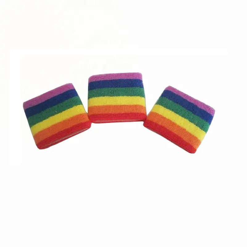 custom terry cotton sport rainbow sweatband
