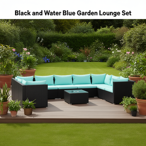 Salon de jardin en rotin noir 6 places, résistant aux intempéries, mobilier d'extérieur contemporain pour jardin - Product Image 3